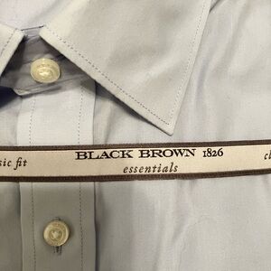 Black Brown 1826 Classic Short Sleeve Powder Blue Dress Shirt Sz 18